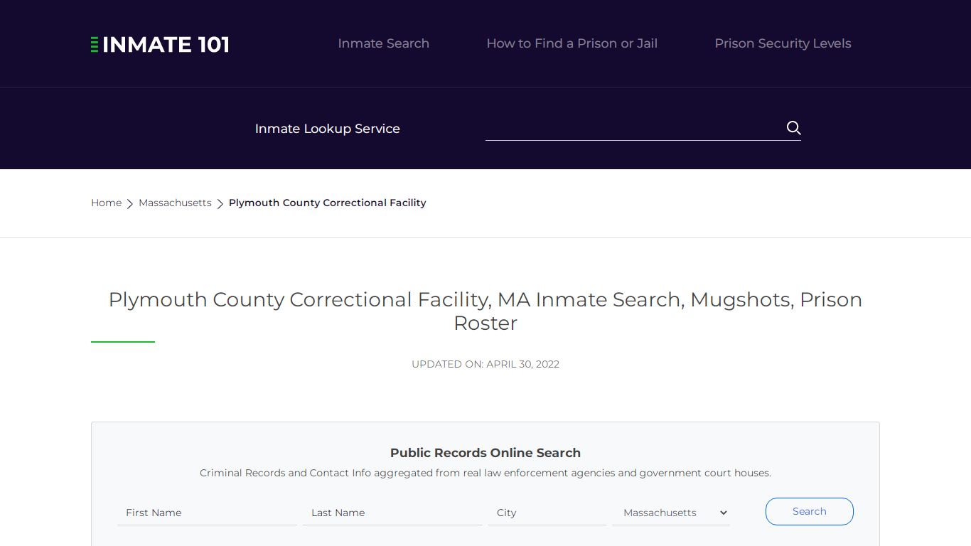 Plymouth County Correctional Facility, MA Inmate Search ...